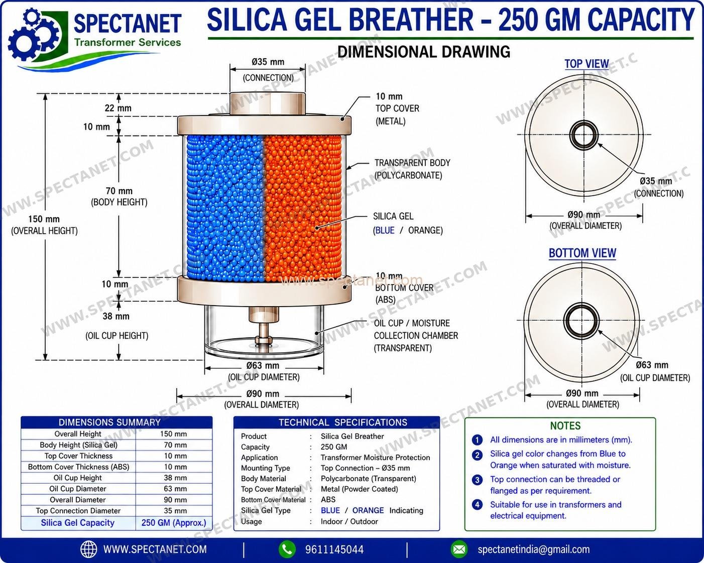 Silica Gel Breather 250 Grams | Transformer Silica Gel Breather - Image 5